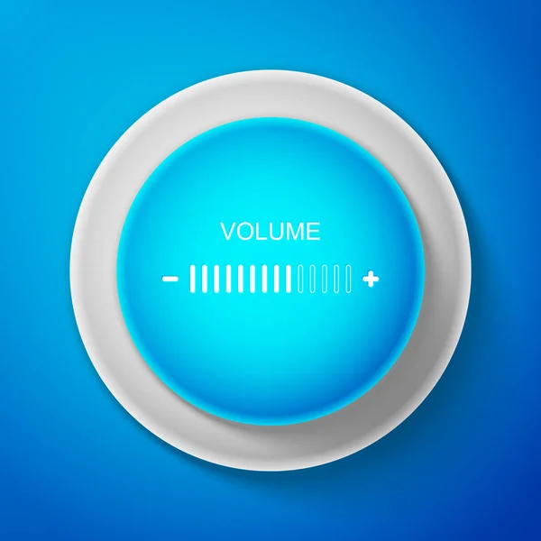 Icono de ajuste de volumen blanco aislado sobre fondo azul. Botón azul círculo con línea blanca. Ilustración vectorial — Archivo Imágenes Vectoriales