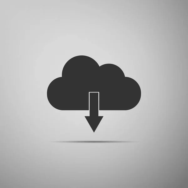 Icono de descarga en la nube aislado sobre fondo gris. Diseño plano. Ilustración vectorial — Vector de stock