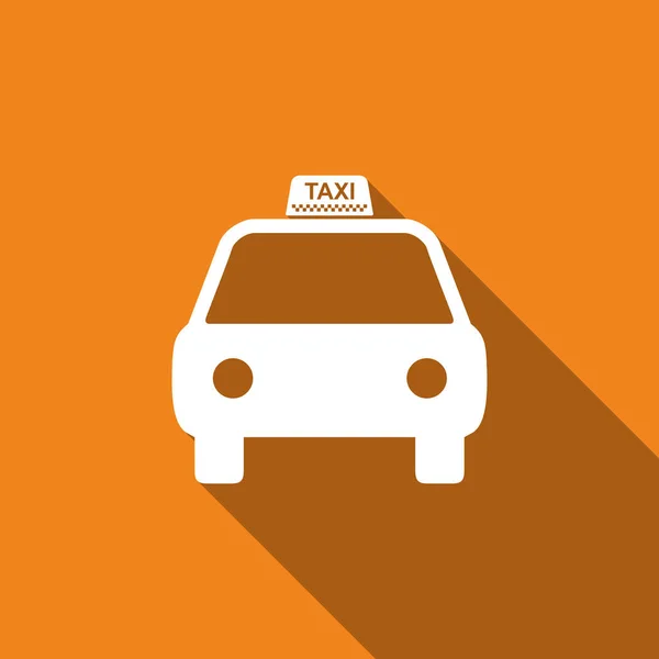 Taxi coche icono aislado con sombra larga. Diseño plano. Ilustración vectorial — Vector de stock