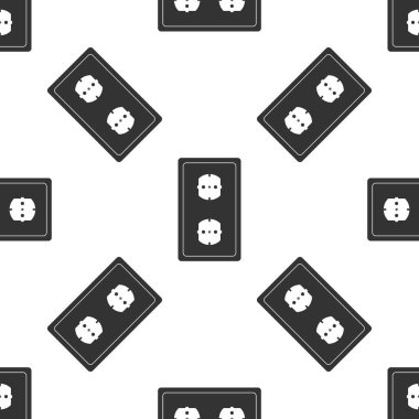 Beyaz arka plan üzerinde elektrik prizine simgesi seamless modeli. Priz. Rozet sembol. Düz tasarım. Vektör çizim