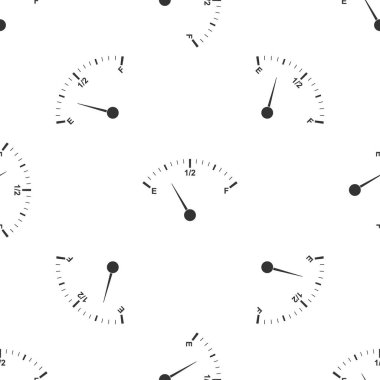 Motor gaz ölçer simgesini Dikişsiz desen beyaz arka plan üzerinde. Boş yakıt ölçer. Deposu dolu göstergesi. Düz tasarım. Vektör çizim