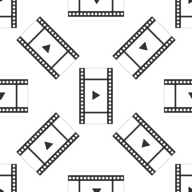 Video simgesi Dikişsiz desen beyaz arka plan üzerinde oynamak. Film şeridi oyun işareti ile. Düz tasarım. Vektör çizim
