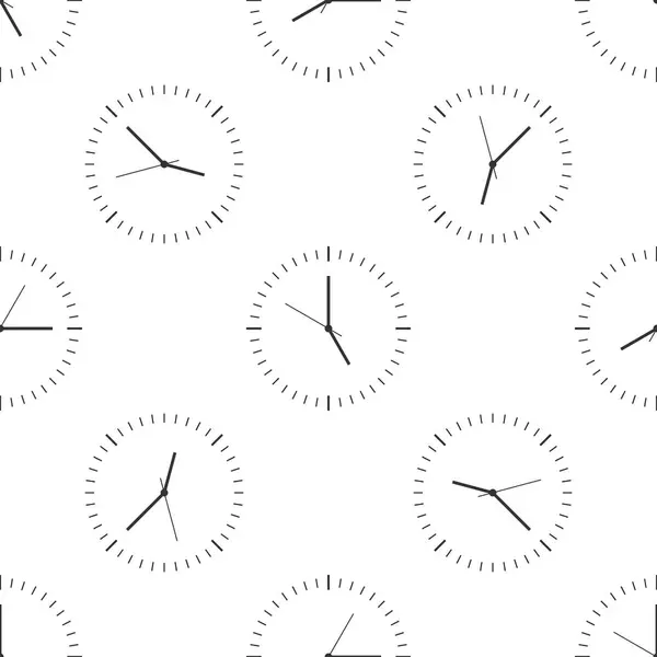 Relógio ícone sem costura padrão no fundo branco. Ícone de tempo. Design plano. Ilustração vetorial —  Vetores de Stock