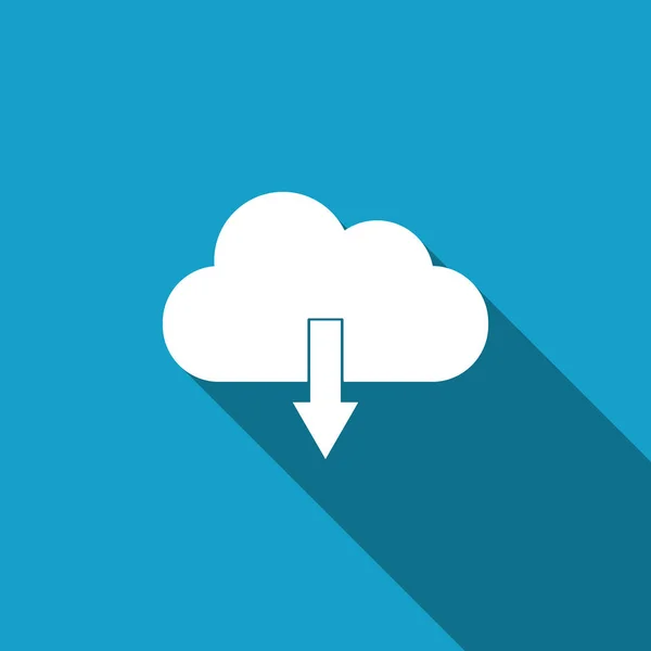 Icono de descarga en la nube aislado con sombra larga. Diseño plano. Ilustración vectorial — Vector de stock