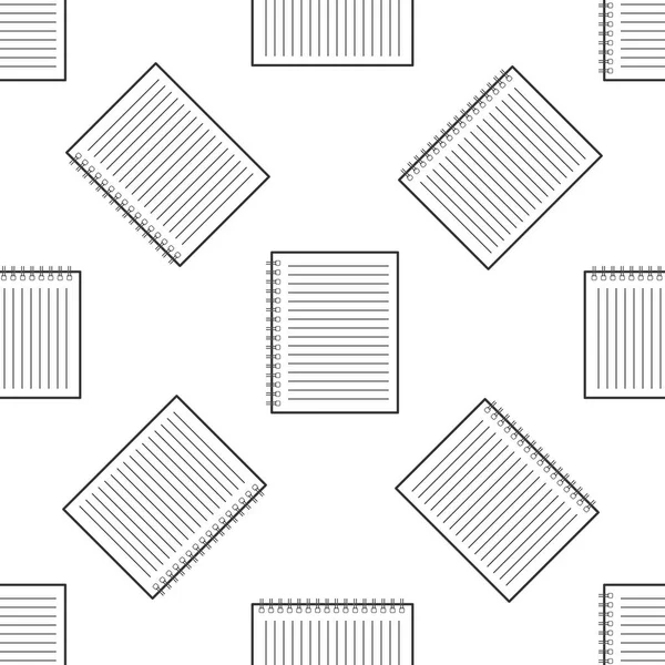Not defteri simgesi Dikişsiz desen beyaz arka plan üzerinde. Spiral Not defteri simgesi. Öğrenci yarıyıl Not defteri. Yazı defteri. Günlük iş için. Defter kapak tasarımı. Ofis Kırtasiye öğeleri. Vektör çizim