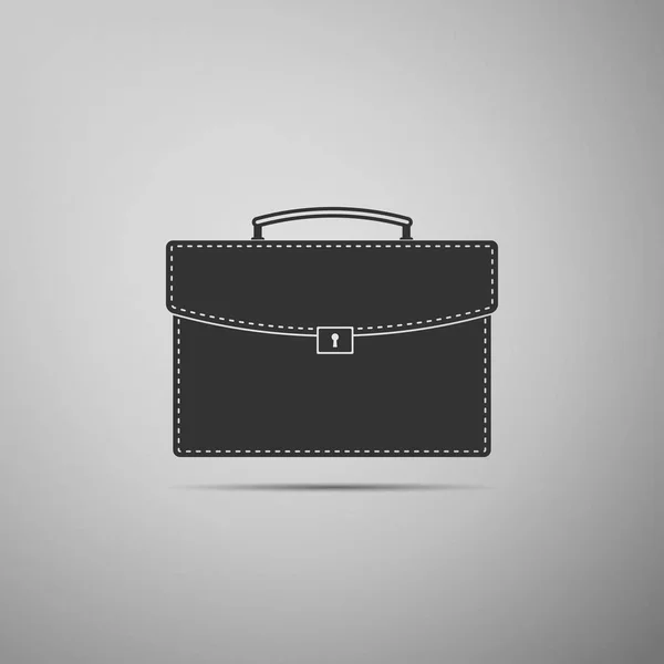 Icono del maletín aislado sobre fondo gris. Firma del caso. Diseño plano. Ilustración vectorial — Vector de stock