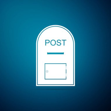 Posta kutusu simgesi. Posta kutusu simgesi üzerinde mavi arka plan izole. Düz tasarım. Vektör çizim