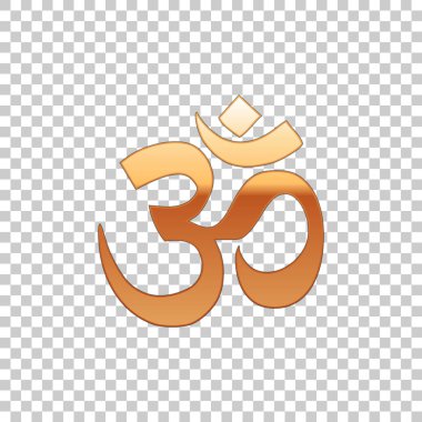 Altın Om veya Aum Hint Kutsal ses şeffaf arka plan nesnesinde izole. Budizm ve Hinduizm dinin sembolü. Brahma, Vişnu ve Shiva ilahi Triad'ın sembolü. Vektör çizim