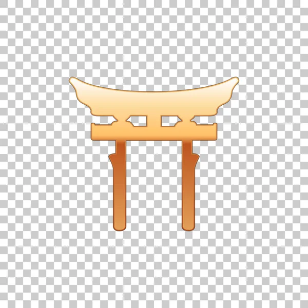 Goldenes japanisches Tor isoliertes Objekt auf transparentem Hintergrund. torii-Tor-Zeichen. Japans traditionelles klassisches Tor-Symbol. flache Bauweise. Vektorillustration — Stockvektor