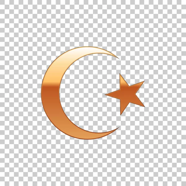 Goldener Stern und Halbmond - Symbol des islam isolierten Objekts auf transparentem Hintergrund. Symbol der Religion. flache Bauweise. Vektorillustration — Stockvektor