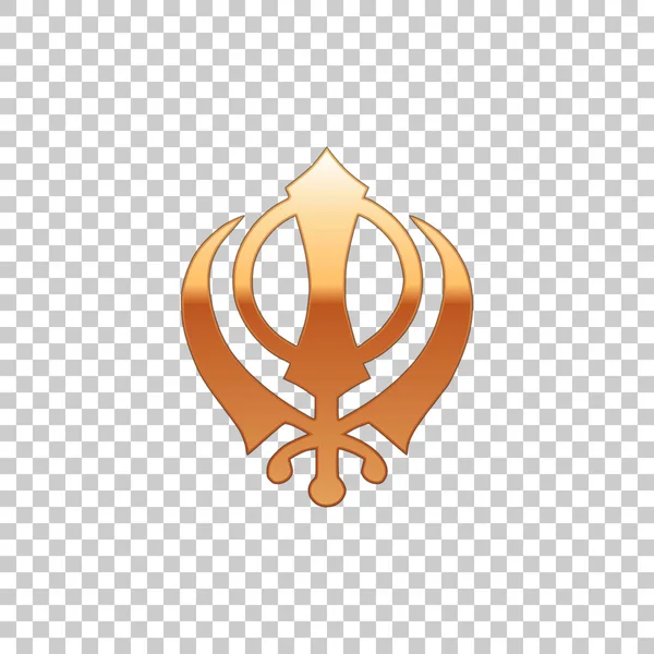 Golden Sikhism religion Khanda symbol isolated object on transparent background. Khanda Sikh symbol. Flat design. Vector Illustration — Stock Vector