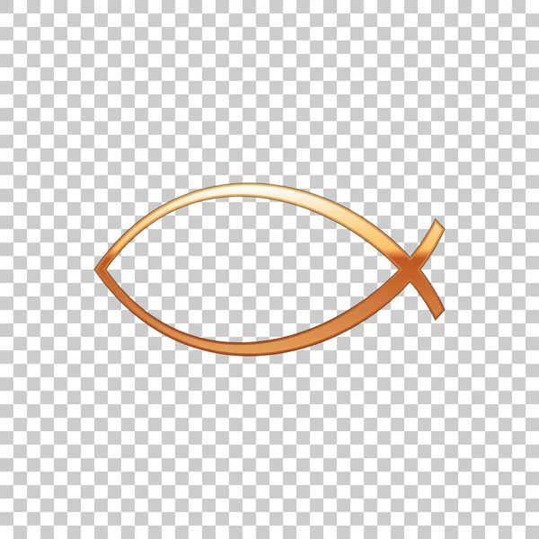 Goldenes christliches Fischsymbol isoliertes Objekt auf transparentem Hintergrund. Jesusfischsymbol. flache Bauweise. Vektorillustration — Stockvektor