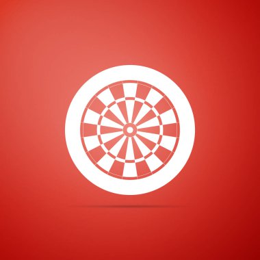 Klasik Yönetim Kurulu ile yirmi siyah beyaz sektörler simgesi üzerinde kırmızı arka plan izole Dart. Yönetim Kurulu üye dart. Dart tahtası işareti. Oyun kavramını. Düz tasarım. Vektör çizim