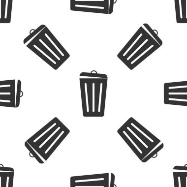 Çöp kutusu izole simgesi Dikişsiz desen beyaz arka plan üzerinde. Çöp kutusu işareti. Düz tasarım. Vektör çizim