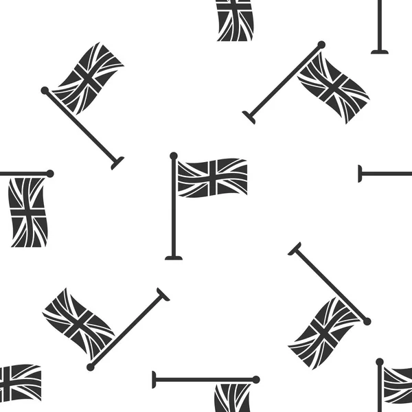 Σημαία της Μεγάλης Βρετανίας στο κοντάρι σημαίας μεμονωμένο εικονίδιο χωρίς ραφή πρότυπο σε άσπρο φόντο. Σημάδι σημαία Ηνωμένου Βασιλείου. Επίσημη σημαία Ηνωμένου Βασιλείου σημάδι. Βρετανικό σύμβολο. Επίπεδη σχεδίαση. Εικονογράφηση διάνυσμα — Διανυσματικό Αρχείο