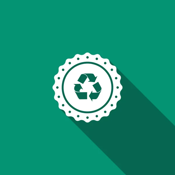 Reciclar icono de etiqueta de símbolo aislado con sombra larga. Símbolo de reciclaje ambiental. Diseño plano. Ilustración vectorial — Archivo Imágenes Vectoriales