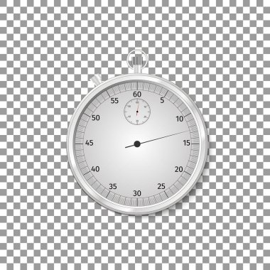 Gerçekçi klasik gümüş kronometre yalıtılmış nesne üzerinde şeffaf arka plan. Vektör çizim