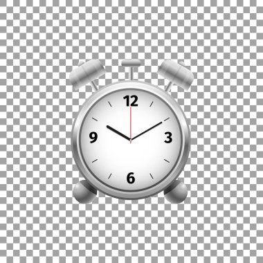 Gerçekçi klasik gümüş çalar saat izole nesne üzerinde şeffaf arka plan. Vektör çizim
