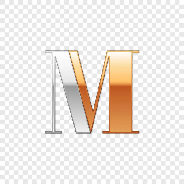 Vector grafische elegante zilver en goud onmogelijk lettertype, symbool, alfabet, letter M — Stockvector