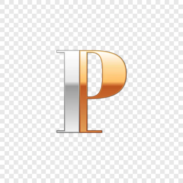 Vector grafische elegante zilver en goud onmogelijk lettertype, symbool, alfabet, letter P — Stockvector