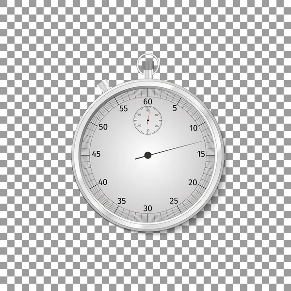 Gerçekçi klasik gümüş kronometre yalıtılmış nesne üzerinde şeffaf arka plan. Vektör çizim — Stok Vektör