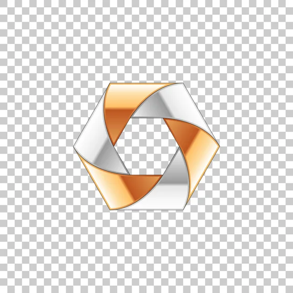Абстрактная металлическая форма с серебряными и золотыми элементами изолированного объекта на прозрачном фоне. Векторная миграция — стоковый вектор