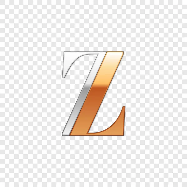 Vetor gráfico elegante prata e ouro impossível fonte, símbolo, alfabeto, letra Z — Vetor de Stock