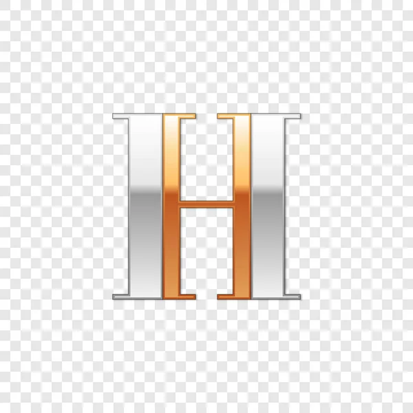 Vector grafische elegante zilver en goud onmogelijk lettertype, symbool, alfabet, letter H — Stockvector