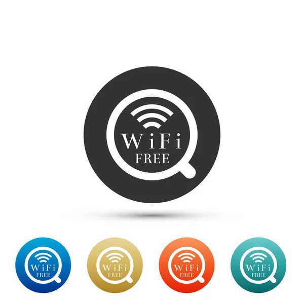 무료 wifi 존 로그인 흰색 배경에 고립 된가 게 커피 한잔. 인터넷 연결 게시입니다. 컬러 아이콘에 요소를 설정 합니다. 평면 디자인입니다. 벡터 일러스트 레이 션 — 스톡 벡터