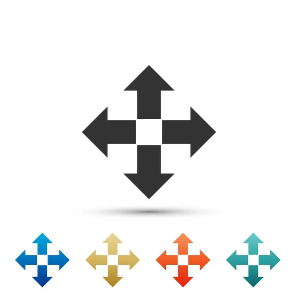Flechas en cuatro direcciones icono aislado sobre fondo blanco. Establecer elementos en iconos de colores. Diseño plano. Ilustración vectorial — Vector de stock