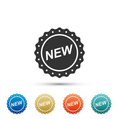 Etiket yeni beyaz arka plan üzerinde izole işareti. Renkli simgeler kümesi öğeleri. Düz tasarım. Vektör çizim