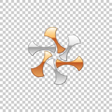 Gümüş ve altın öğeler soyut metal Şekil şeffaf arka plan nesnesinde izole. Vektör çizim