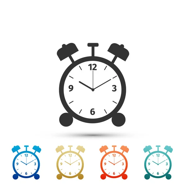 Icono del reloj despertador aislado sobre fondo blanco. Despierta, levántate concepto. Señal de tiempo. Establecer elementos en iconos de colores. Diseño plano. Ilustración vectorial — Vector de stock