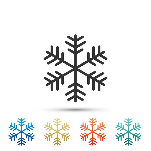 Ikona śnieżynki na białym tle. Zestaw elementów w kolorowe ikony. Płaska konstrukcja. Ilustracja wektorowa — Wektor stockowy