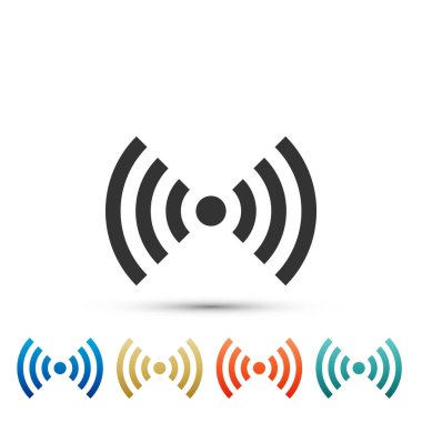 Wi-Fi ağ simgesi simgesi beyaz arka plan üzerinde izole. Renkli simgeler kümesi öğeleri. Düz tasarım. Vektör çizim