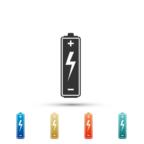 Ícone da bateria isolado no fundo branco. Definir elementos em ícones coloridos. Design plano. Ilustração vetorial —  Vetores de Stock