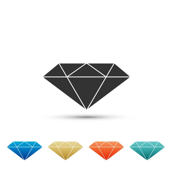 Panneau diamant isolé sur fond blanc. Symbole de bijoux. Pierre précieuse. Définir les éléments dans les icônes colorées. Design plat. Illustration vectorielle — Image vectorielle