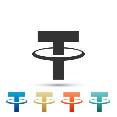 Cryptocurrency para urgan kontrol simgesi beyaz arka plan üzerinde izole. Fiziksel bit sikke. Dijital para. Altcoin sembolü. Blockchain dayalı güvenli kripto para birimi. Düz tasarım. Vektör çizim