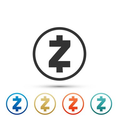 Cryptocurrency para Zcash Zec simgesi beyaz arka plan üzerinde izole. Fiziksel bit sikke. Dijital para. Altcoin sembolü. Blockchain dayalı güvenli kripto para birimi. Düz tasarım. Vektör çizim
