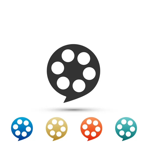 Film reel icon isolated on white background. Set elements in colored icons. Flat design. Vector Illustration — Stock Vector