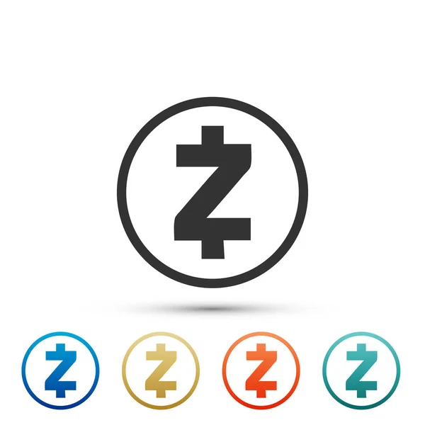 Kryptowährung Münze zcash zec Symbol isoliert auf weißem Hintergrund. physische Bitcoin. Digitalwährung. Altmünzsymbol. Blockchain-basierte sichere Kryptowährung. flache Bauweise. Vektorillustration — Stockvektor