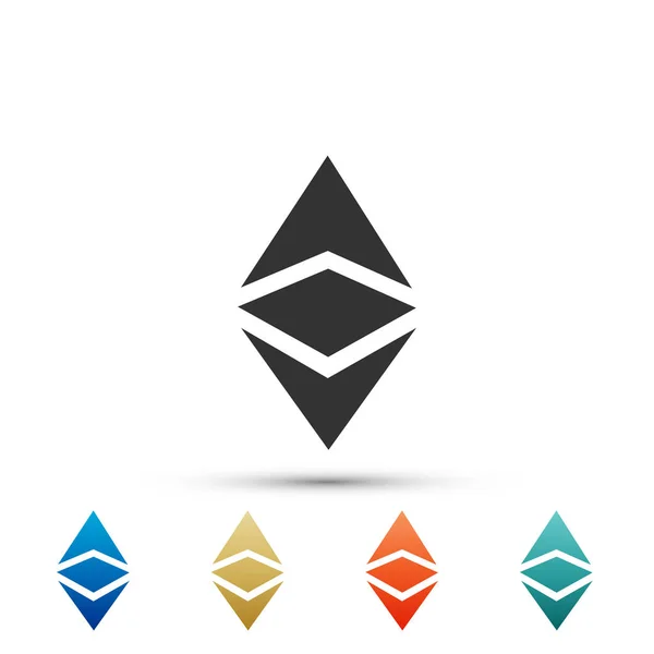 Иконка криптовалюты Ethereum classic ETC выделена на белом фоне. Физическая монета. Цифровая валюта Символ Altcoin. Безопасная криптовалюта на основе блокчейна. Векторная миграция — стоковый вектор