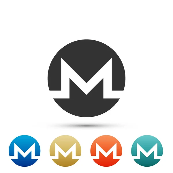 Criptomoeda moeda Monero XMR ícone isolado no fundo branco. Moeda física. Moeda digital. Símbolo Altcoin. Blockchain baseado em moeda criptomoeda segura. Design plano. Ilustração vetorial — Vetor de Stock