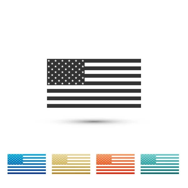 American flag icon isolated on white background. Flag of USA. Set elements in colored icons. Flat design. Vector Illustration — Stock Vector