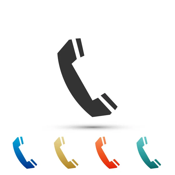 Telefone ícone aparelho isolado no fundo branco. Sinal de telefone. Definir elementos em ícones coloridos. Design plano. Ilustração vetorial —  Vetores de Stock