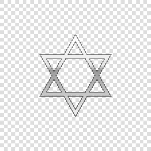 Silver Star of David na białym tle obiekt na przezroczystym tle. Symbolem żydowskiej religii. Płaska konstrukcja. Ilustracja wektorowa — Wektor stockowy