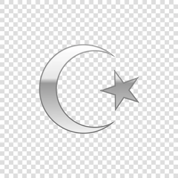 銀の星と三日月 - イスラムのシンボルは透明の背景上のオブジェクトを分離しました。宗教のシンボルです。フラットなデザイン。ベクトル図 — ストックベクタ