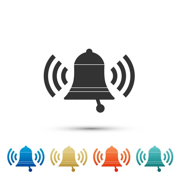 Sonnerie icône cloche isolée sur fond blanc. Symbole d'alarme, cloche de service, panneau de cloche, symbole de notification. Définir les éléments dans les icônes colorées. Design plat. Illustration vectorielle — Image vectorielle