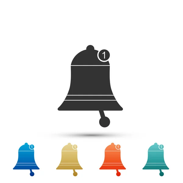 Icono de campana aislado sobre fondo blanco. Nuevo icono de notificación. Nuevo icono de mensaje. Establecer elementos en iconos de colores. Diseño plano. Ilustración vectorial — Vector de stock