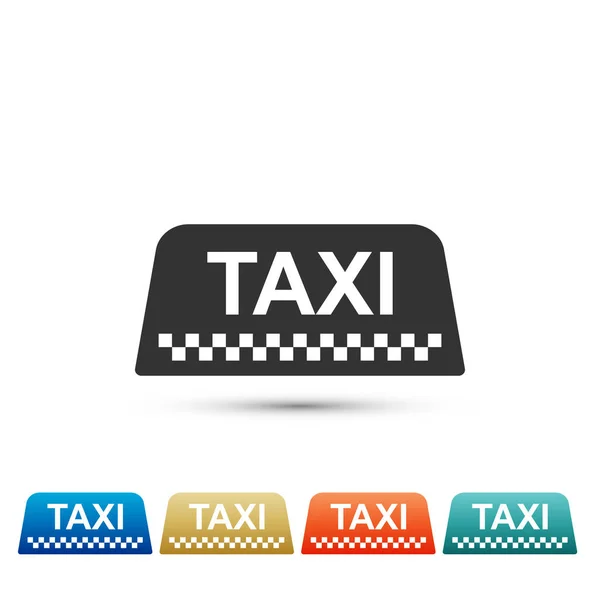 Taxi coche símbolo del techo icono aislado sobre fondo blanco. Establecer elementos en iconos de colores. Diseño plano. Ilustración vectorial — Archivo Imágenes Vectoriales